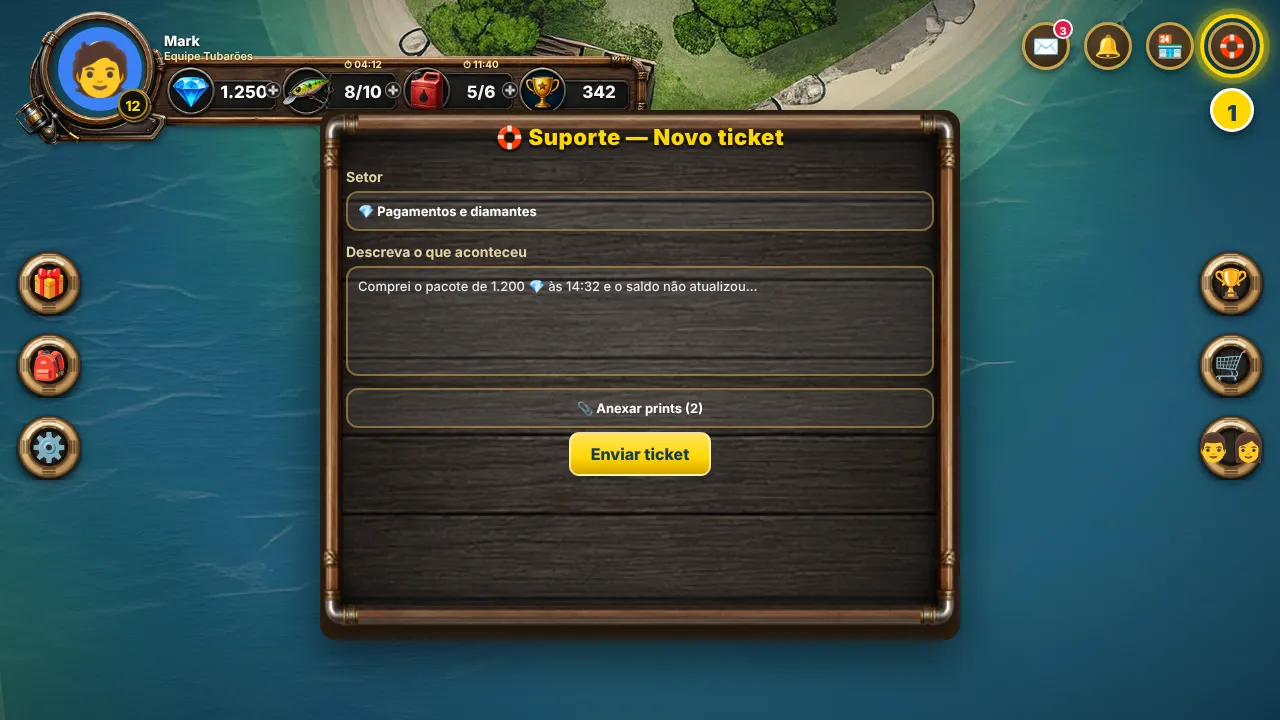 Abra um ticket